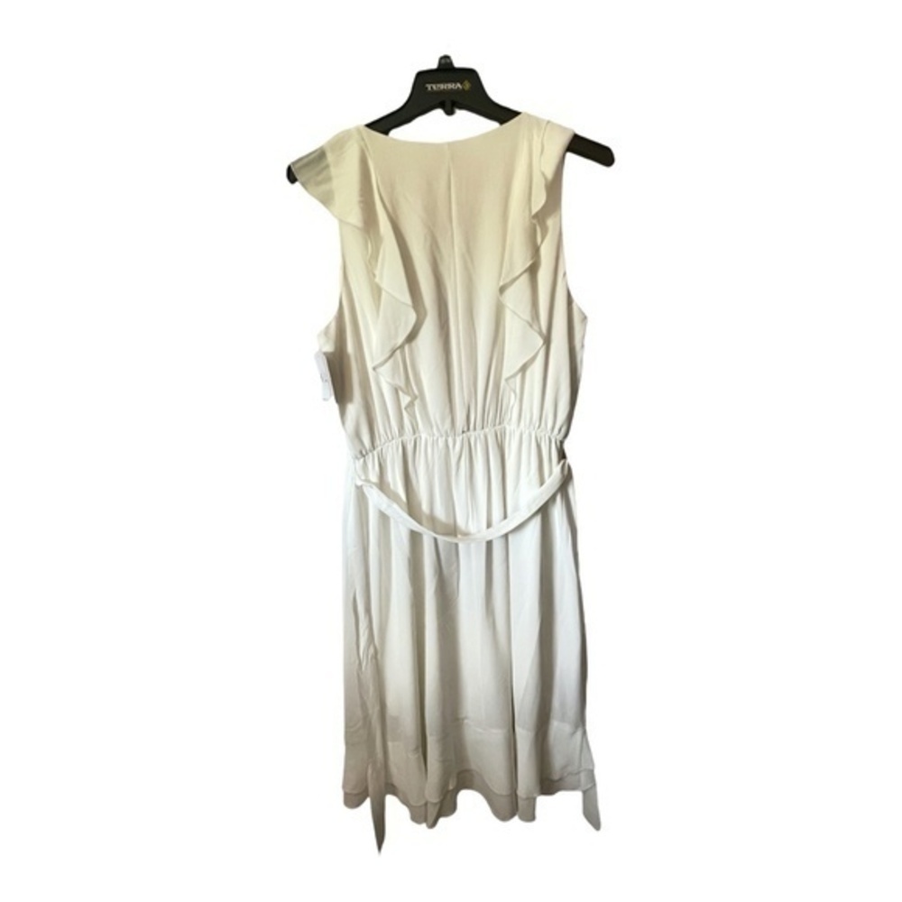 Kate Lily Womens White Faux Wrap Dress Summer Vacation Size 14W - Picture 6 of 7